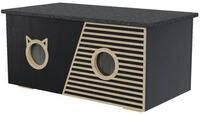 QLS Katzenhaus Outdoor XXL 85x45x37,5 cm mit Vorhang, Schutz, W&auml;rme und...