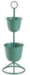 en.casa Blumenst&auml;nder, &raquo;Alphen&laquo; mit 2 T&ouml;pfen 76,5x&Oslash;26cm Metall Gr&uuml;n gr&uuml;n...