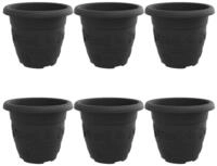 vidaXL Blumentopf Runder Blumentopf 6 stk. Schwarz &Oslash; 30 x 25 cm Kunststoff (6...