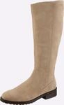 Stiefel HEINE, Damen, Gr. 36, beige (sand), Leder, Rindsleder, Veloursleder, Schuhe