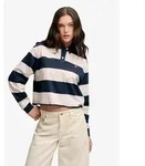 Superdry Langarm-Poloshirt ATH ESS CROPPED STRIPE RUGBY Baumwolle, oversize, cropped