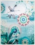 Plaid Bindi, hip, Sehr Weich, Kuscheldecke, 130x160 cm, Wendeoptik, Vogel, Gr&uuml;n