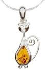 OSTSEE-SCHMUCK Kette mit Anh&auml;nger - Katze - Silber 925/000 - Bernstein (2-tlg)