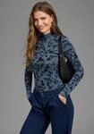 Langarmshirt LAURA SCOTT, Damen, Gr. 34, blau (blau, gebl&uuml;mt), Jersey, Obermaterial: