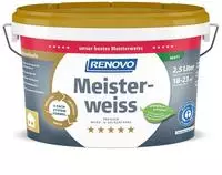 Renovo Wandfarbe Renovo Premium Wand- und Deckenfarbe Meisterweiss matt 2,5 Ltr.