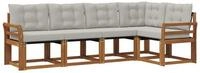 vidaXL Gartenlounge-Set Outdoor-Sofagarnitur 5 stk. Nat&uuml;rlich und Hellgrau,...