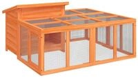 vidaXL Kleintierstall, Kaninchenstall Braun 144x123x67,5 cm Massivholz Kiefer