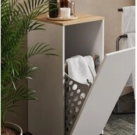 Vicco W&auml;scheschrank Viktor, Wei&szlig;/Artisan, 40.2 x 88.2 cm mit W&auml;schkorb (1-St)