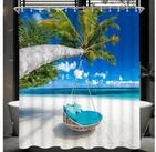 Lerores Duschvorhang Duschvorhang 180x200cm Strandmuster mit beschwertem