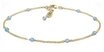 Elli Fu&szlig;kette Achat Beads Blau 925 Sterling Silber vergoldet, Kugel