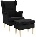 vidaXL Gartenlounge-Set Sessel mit Fu&szlig;hocker 2 stk. Schwarz Boucl&eacute;, (2-tlg)...