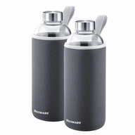 WESTMARK Trinkflasche Set, 2tlg., aus Glas mit Aufdruck, inkl. je 1...