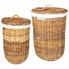 vidaXL W&auml;schekorb W&auml;schekorb mit Deckel GENDT 2 stk. Naturbraun Kubu Rattan...
