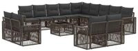 vidaXL Gartenlounge-Set Gartensofa-set 14 stk. Grau und Dunkelgrau Poly-Rattan,
