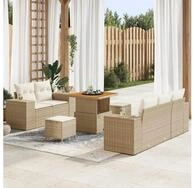 vidaXL Gartensofa, Gartensofa-set mit Kissen 8 pcs Beige Poly-Rattan