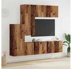 vidaXL TV-Wand, TV-Wandm&ouml;bel Wandmontiert 5 pcs Altholz Holzwerkstoff