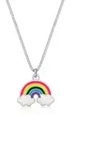 Elli Kette mit Anh&auml;nger Kinder Regenbogen Wolke Emaille Happy 925 Silber,...