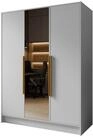 Masseno Dreht&uuml;renschrank RENVO 150 cm Kleiderschrank mit Spiegel 3 T&uuml;ren Wei&szlig;