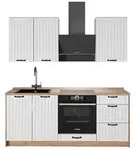 Vicco K&uuml;chenzeile Fame-Line, Wei&szlig; Landhaus/Goldkraft Eiche, 190 cm, AP Eiche...