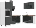 Vicco Winkelk&uuml;che Fame-Line, Anthrazit Hochglanz/Wei&szlig;, 220 x 120 cm, AP Eiche...