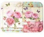 Lashuma Tablett England Rosen, Kunststoff, (1-tlg), Stapelbares Serviertablett...