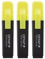 GENIE Marker Textmarker, (Schreibwaren-Set, 4-tlg., 3 neongelbe Marker und