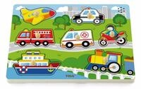 Viga&reg; Holzspielzeug Puzzle VIGA Holzpuzzle mit Ger&auml;uschen Fahrzeuge, Puzzleteile