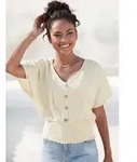 LASCANA V-Shirt mit breitem Smoksaum und Kopfleiste, Blusenshirt, sommerlich...