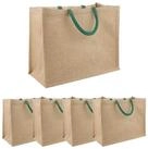 vidaXL Einkaufstrolley Jute-Handtaschen 5 Nat&uuml;rlich und Gr&uuml;n 42 x 33 x 19 cm