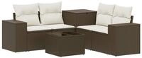 vidaXL Gartensofa Sofa Set 6 stk. Braun und Creme Wei&szlig; Polyrattan und Stahl, 6...
