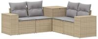 vidaXL Gartensofa Sofa Set 5 stk. Beige und Hellgrau Polyrattan und Stahl, 5...