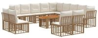 vidaXL Gartensofa Gartensofa-set 14 stk. Nat&uuml;rlich und Cremwei&szlig; Poly-Rattan,...