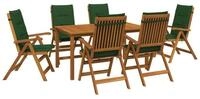 vidaXL Gartenlounge-Set 7-teiliges Garten Essset 6-Sitzer Natur Massivholz