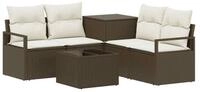 vidaXL Gartensofa Sofa Set 6 stk. Braun und Creme Wei&szlig; Polyrattan und Stahl, 6...