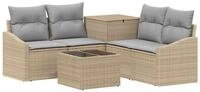 vidaXL Gartensofa Sofa Set 6 stk. Beige und Hellgrau Polyrattan und Stahl, 6...