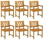 vidaXL Gartenstuhl Gartenst&uuml;hle 6 stk. Natur Massives nholz (6 St)