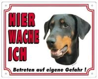 Nobby Warnschild Warntafel Dobermann auf hellem Hintergrund
