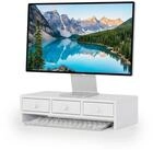 relaxdays Monitorst&auml;nder mit 3 Schubladen, (1-tlg., wei&szlig;)