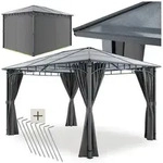 tectake Pavillon Gartenlaube 3 x 4 m wasserdicht mit Seitenteilen und Hardtop,...