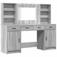 vidaXL Schminktisch Schminktischset mit LED 3 stk. Graues Sonoma Holzwerkstoff...