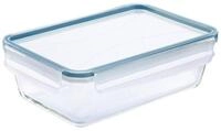 ROTHO Frischhaltedose CLIC & LOCK, Transparent, Blau, B 24 cm, 1300 ml, Glas,