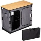 Skandika Campingschrank Triabo Bambus Arbeitsplatte, Campingk&uuml;che klappbar,