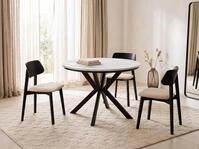 WFL GROUP Esstisch Valio runder Ausziehtisch f&uuml;r Esszimmer mit schwarzen