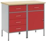vidaXL Werkbank 100 x 55 x 85 cm 2-teiliges Werkstatt-Schr&auml;nkeset in Rot und...