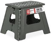 relaxdays Sitzhocker Klapphocker faltbar L (1 St), Hellgrau
