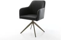 DELIFE Polsterstuhl Greg-Flex, Kreuzgestell breit Effektfinish Titan Echt-Leder