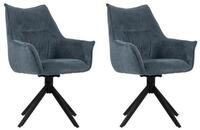 MR.DEKO Esszimmerstuhl Diningsessel 2er Set Ginosa &ndash; drehbar, blau, 60x90x64...