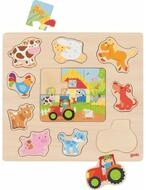 goki Puzzle Holzpuzzle + Puzzle Bauernhoftiere, Puzzleteile