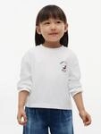 Langarmshirt TOMMY HILFIGER, M&auml;dchen, Gr. 86, wei&szlig;, Single Jersey, Obermaterial: