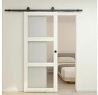 inova wohnen Schiebet&uuml;r Holzschiebet&uuml;r Komplettset im Landhausstil, Wei&szlig;, 90 x 215